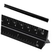 12" Architectural Scale Ruler, Aluminum Scale, Triangular Ruler, Scale black