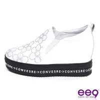 在飛比找Yahoo奇摩購物中心優惠-ee9 防磨腳鑲嵌亮鑽迷人視覺內增高休閒鞋 白色-55612