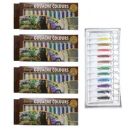 4x Gouache Paint Sets Quality 12 Intro Colours 12ml Tubes Bundle