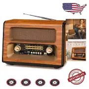 Large Vintage Bluetooth Radio with 15W Speaker - AM/FM/Shortwave Functionality