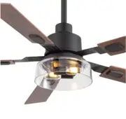 Breezary Anchal 52" 2-Light Indoor Black Ceiling Fan w/Glass Light Kit & Remote