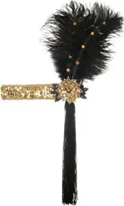 Loftus International Star Power Sequined with Feather Flapper Headband Black...