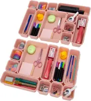 22 Pack Desk Drawer Organizers,Interlocking Junk Drawer Organizers and Storage