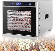 Commercial Fruit Dryer Machine with 6/8 Stainless Steel Tray, Pet Snack Dehydrator, Food Dryer Machine, 24H Adjustable Timer & Adjustable Digital Temperature 6F