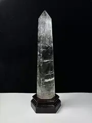 4.62LB Natural clear crystal obelisk quartz tower point healing decor+stand