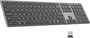 Wireless Bluetooth Keyboard Full Size, Quiet Slim Multi-Device USB Rechargeable Cordless QWERTY Keyboard with Number Pad (Black)