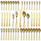 40 Pcs Gold Silverware Set for 8, Food Grade Stainless Steel Flatware Set Inc...