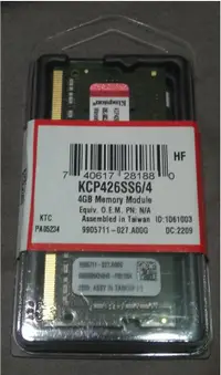在飛比找露天拍賣優惠-金士頓 KCP426SS6/4 DDR4 2666 4GB終
