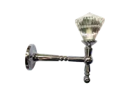 Pair 2 pieces Holdbacks for Curtain Tiebacks - Diamond 45mm Glass on Gun Metal TBar Stem 11cm