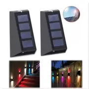 2X LED 7-Color Changing Solar Wall Light Up&Down Lights Waterproof Garden Deck Outdoor Fence Lamp