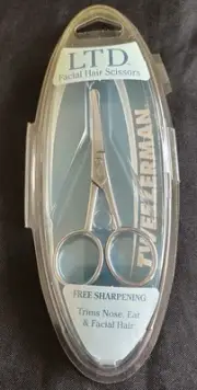 NEW Tweezerman LTD Facial Hair Scissors 29055-L Trims Nose Ear Face Rounded Tip