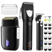 Hair Clippers for Men Professional Cordless Beard Trimmer Electric Shavers Barber Kit(Black)