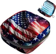 Period Bag,Sanitary Napkin Storage Bag,American Flag Celebrate Holidays,Tampon Holder for Purse
