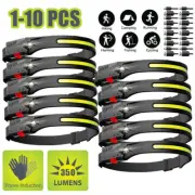 COB LED Headlamp Rechargeable Headlight Torch Work Light Bar Head Band Lamp