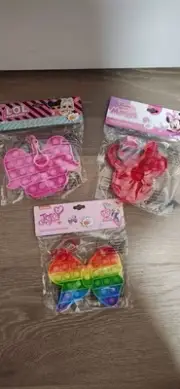 LOL Surprise/Minnie Mouse/JoJo Siwa 3PK Popper Fidget Keychain 5” Keychain