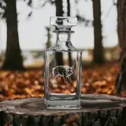 Wild Hog Decanter 26 Oz Bourbon Whiskey Premium Glass Personalize Pig Gift NEW