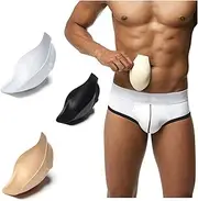 [LOYEJEGL] LOYEJGL 3Pack Men Underwear Cup Bulge Enlarge Enhancing Sponge Pad Swimwear Padded for Swimming Boxers Briefs G String Thongs Shorts., White Khaki Black, Large Petite