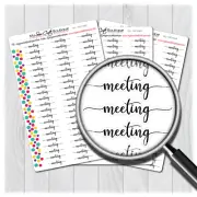 Meeting Word Planner Stickers for Diary Calendars, Journals and Scrapbooking