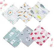 HONITANO 6 Pcs Cotton Face Towels for Boy Girl Soft Washable Handkerchiefs Random Colors for Newborns and Gentle Sensitive Skin for Feeding and Cleanups Random Color