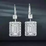 4.50Ct Cut Moissanite Women's Drop/Dangle Earrings 14K White Gold Plated