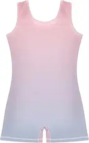 [GAIGEO] Gymnastics Leotards for Girls Toddler Biketards Leotards with Shorts Blush Pink Light Blue Gradient 2-3t