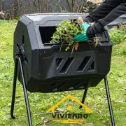 Viviendo 160L Compost Bin Tumbling Composter Twin Chamber Rotating Recycle