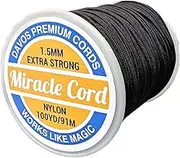 Miracle Cord 1.5mm Nylon Cord Multi-Use Extra Strong Braided String Thread for Wind-Chime Repairs Jewelry Making (Black, 100 yds)