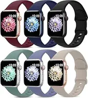 6 Pack Sport Bands Compatible with Apple Watch Band 38mm 40mm 41mm 42mm 44mm 45mm,Soft Silicone Waterproof Strap Wristbands Compatible with iWatch Apple Watch Series 7 6 5 4 3 2 1 SE Women Men (38/40/41 mm,2)