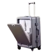 ABS+PC Suitcase 20 Inch Trolley Case 20" Front Opening Portable Boarding Case USB Charging Trolley Case Cabin Luggage