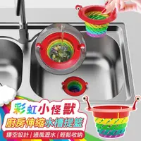 在飛比找PChome24h購物優惠-彩虹小怪獸廚房伸縮水槽過濾提籃