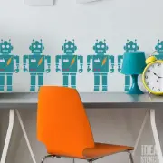 Boys Robot Themed Room Decor Stencil Paint Walls Fabrics Furniture Home Decor