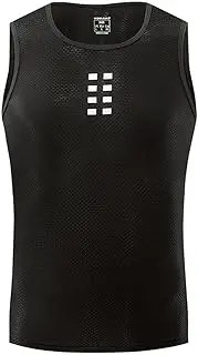 [KAYLRE] Reflective Vest Men Cycling Base Layer Vest Summer Breathale Keep Dry Mesh Sleeveless Running Vest Sport Undershirt Reflective Top Cat Reflective Vest (Color : Black, Size : L)