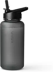 VINSUN Sports Bottle 1L with Straw Lid - Tritan, BPA Free, Leak-proof - Lightweight Drinking Water Bottle for Fitness Training, Travelling, Work, Outdoor