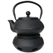 Teapot Warmer + 24 fl oz Black Small Dot Japanese Cast Iron Teapot Tetsubin