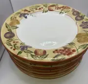 8 Oneida Earthenware VICTORIA Dinner Plate 11" Fruit on Rim ceramic handpainted