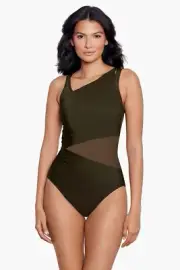 Miraclesuit Women's Size 16 Black Swimwear Network Azura Mesh One Piece NEW