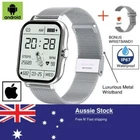 Bluetooth Smart Watch Heart Rate Monitor Waterproof for iPhone Android - Silver
