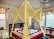Yellow Four Post Bed Canopy Netting Curtains Sheer Panel Fabric Corner ANY SIZE