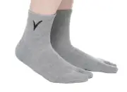 Mini-Crew - V-Toe Thicker Flip-Flop Tabi Socks Athletic or Casual Grey Cotton Bl