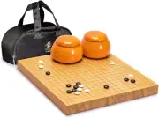 $219 New SHIN KAYA Go Game Set STRATEGY Board YUNZI Convex STONES WOOD Bowls 19"
