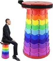 Foldable Stool Thickened - Portable Camping Stools Holds 400Lbs - Rainbow Foldable Camping Stool for Adults, Adjustable Height for Fishing
