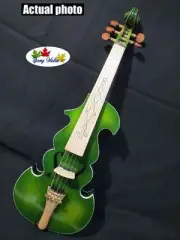 Rare model Green color 5 strings 4/4 electric violin +Acoustic violin