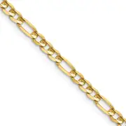 14K Yellow Gold 30 Inch 4mm Concave Open Figaro With Lobster Clasp Chain