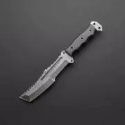 USA Custom Handmade Damascus Steel Tracker Knife 15"black Micarta Handle