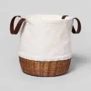 Threshold 14" x 16" Canvas and Willow Collapsible Storage Basket