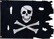 Gwezmxs Pirate Flag, Skull & Crossbones Flag, Flags for Pirate Parties, Halloween Decorations, Pirate Role Play, Horror Parties, 90 x 29.5 cm