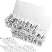 2PCS Cable Organizer Box with 20 Wire Ties, Clear Dustproof Cable Storage Box with 7 Compartments, Power Cord Organizer for Home or Office
