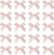 100pcs Mini Pink Ribbon Bows, Pink Cute Ribbon Bows Soft Small Satin Ribbon Bows Bowknot Ribbon for Gift Wrapping Craft Flowers Bakery Decoration