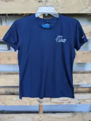 Brooks/REI 5K My Way Woman's S/S Running Shirt Size Small Navy Blue with White