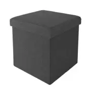 Seville Classics Storage Ottoman Charcoal Gray Quilted Foldable Fabric Cube